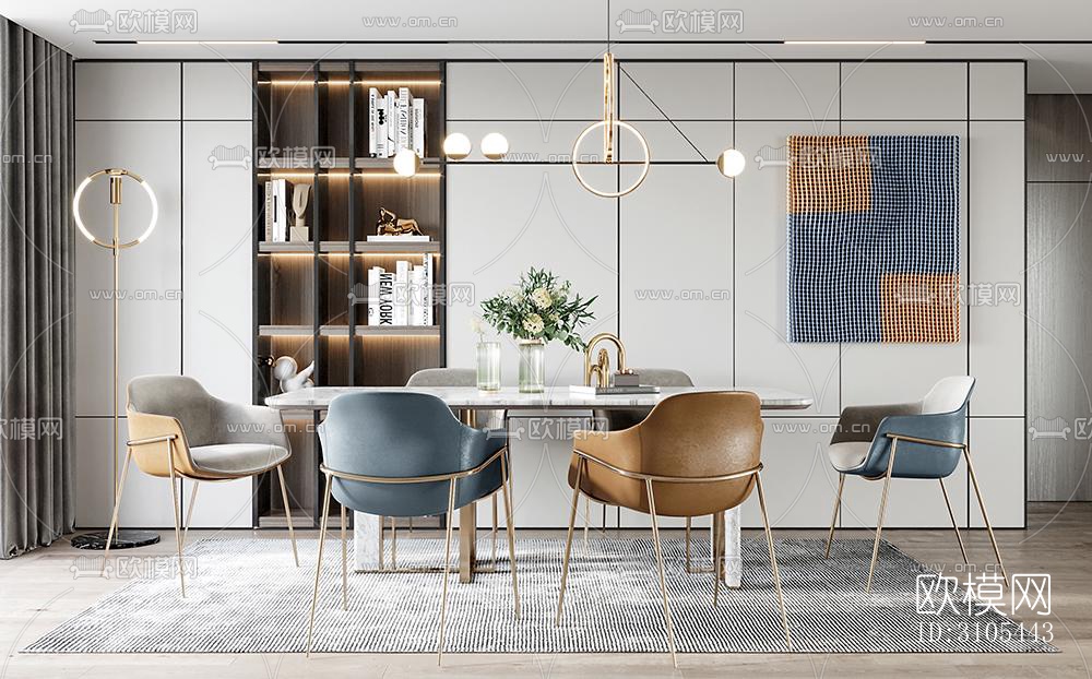现代餐厅效果图下载（渲染图2）