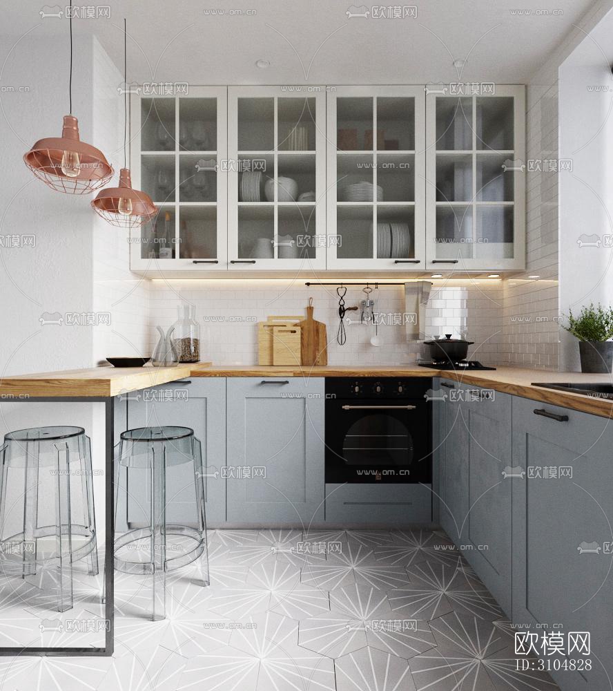 北欧厨房效果图下载（渲染图3）