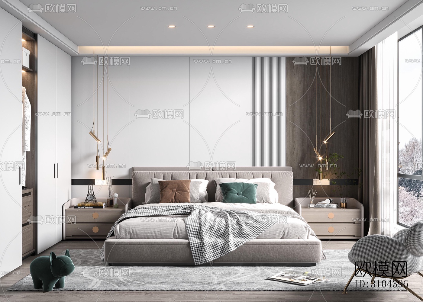 现代卧室效果图下载（渲染图5）