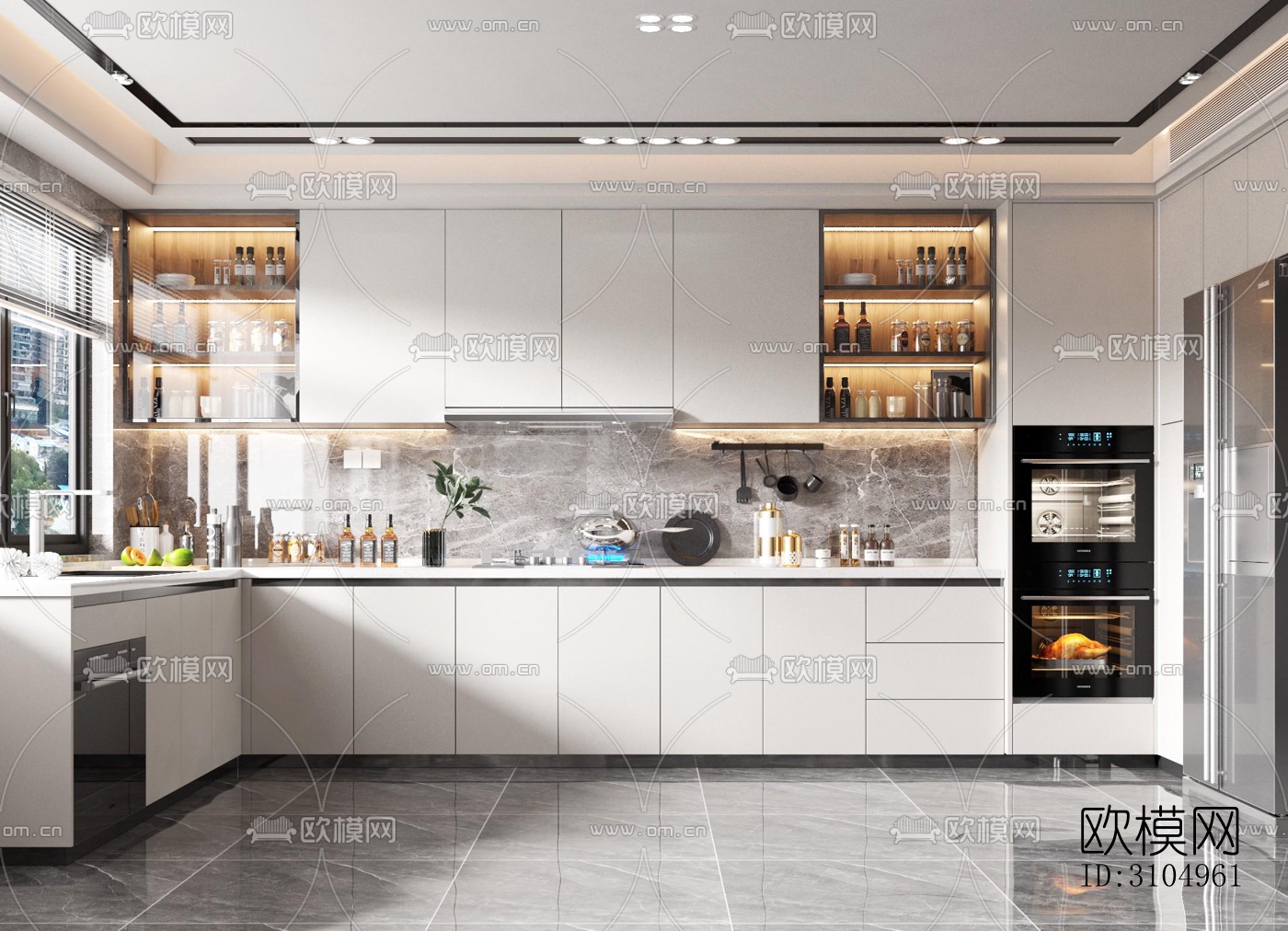 现代厨房效果图下载（渲染图3）