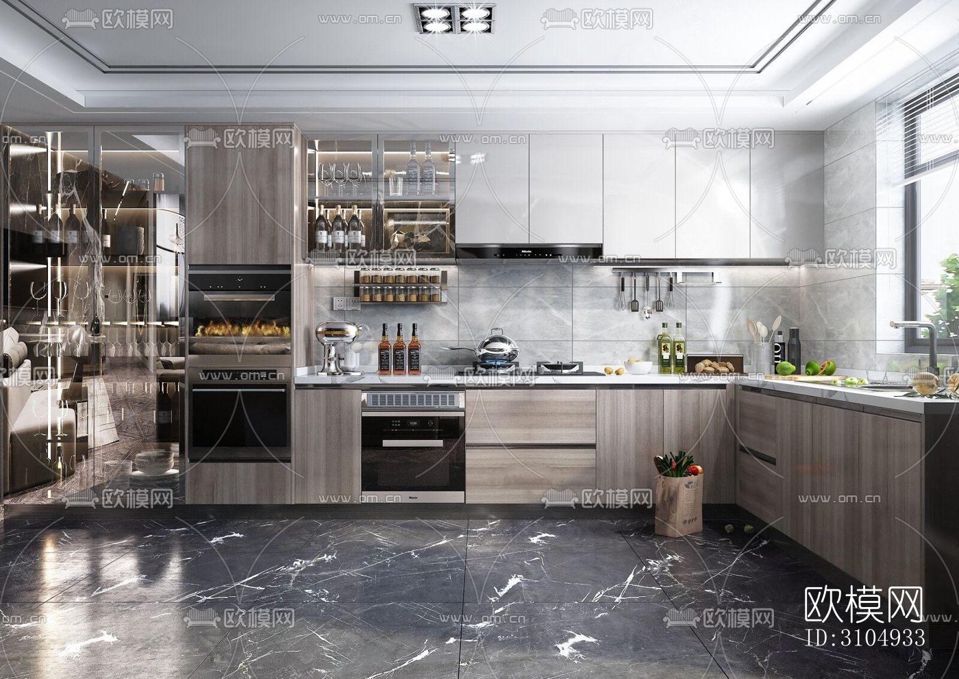 现代厨房效果图下载（渲染图2）