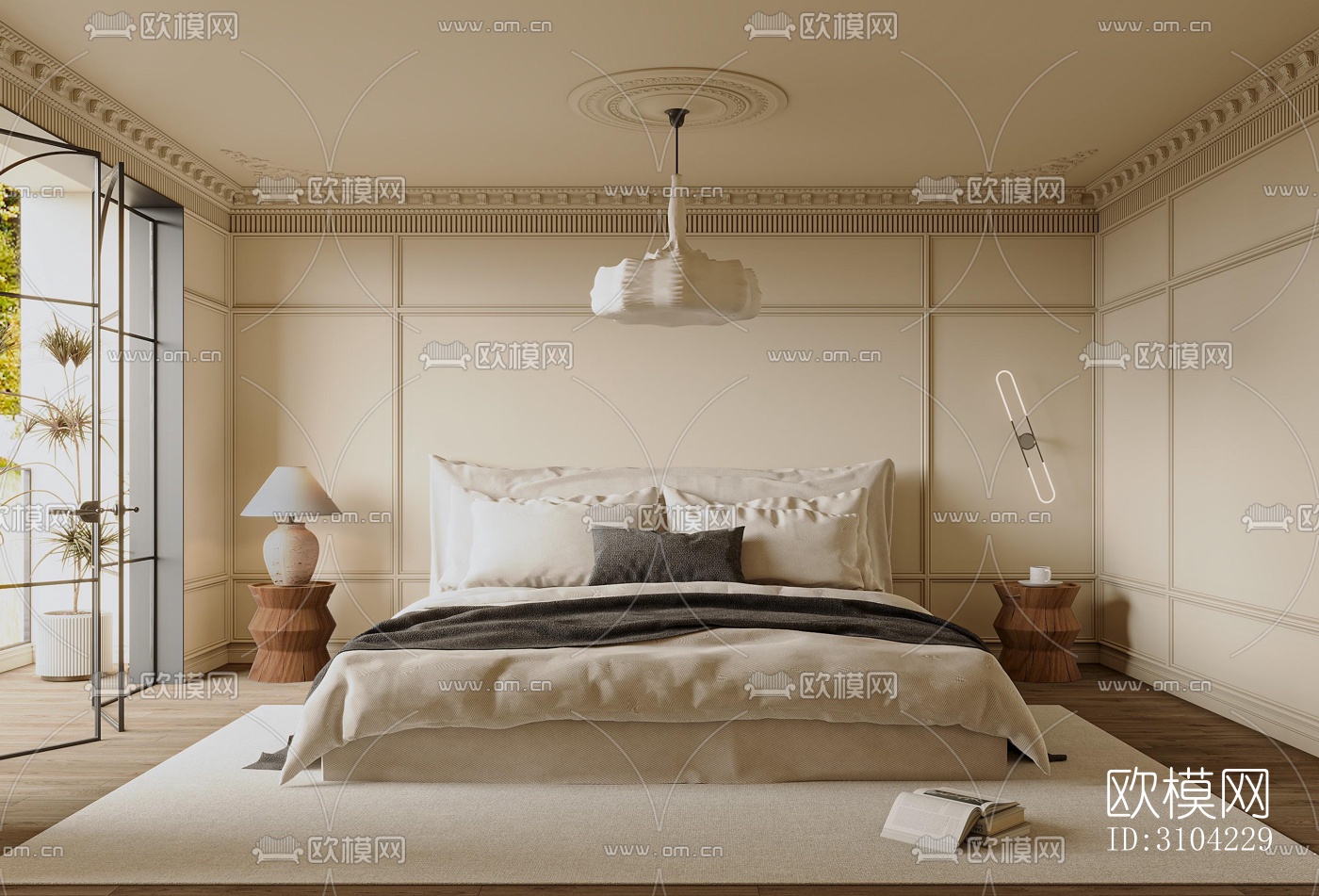 法式卧室效果图下载（渲染图1）