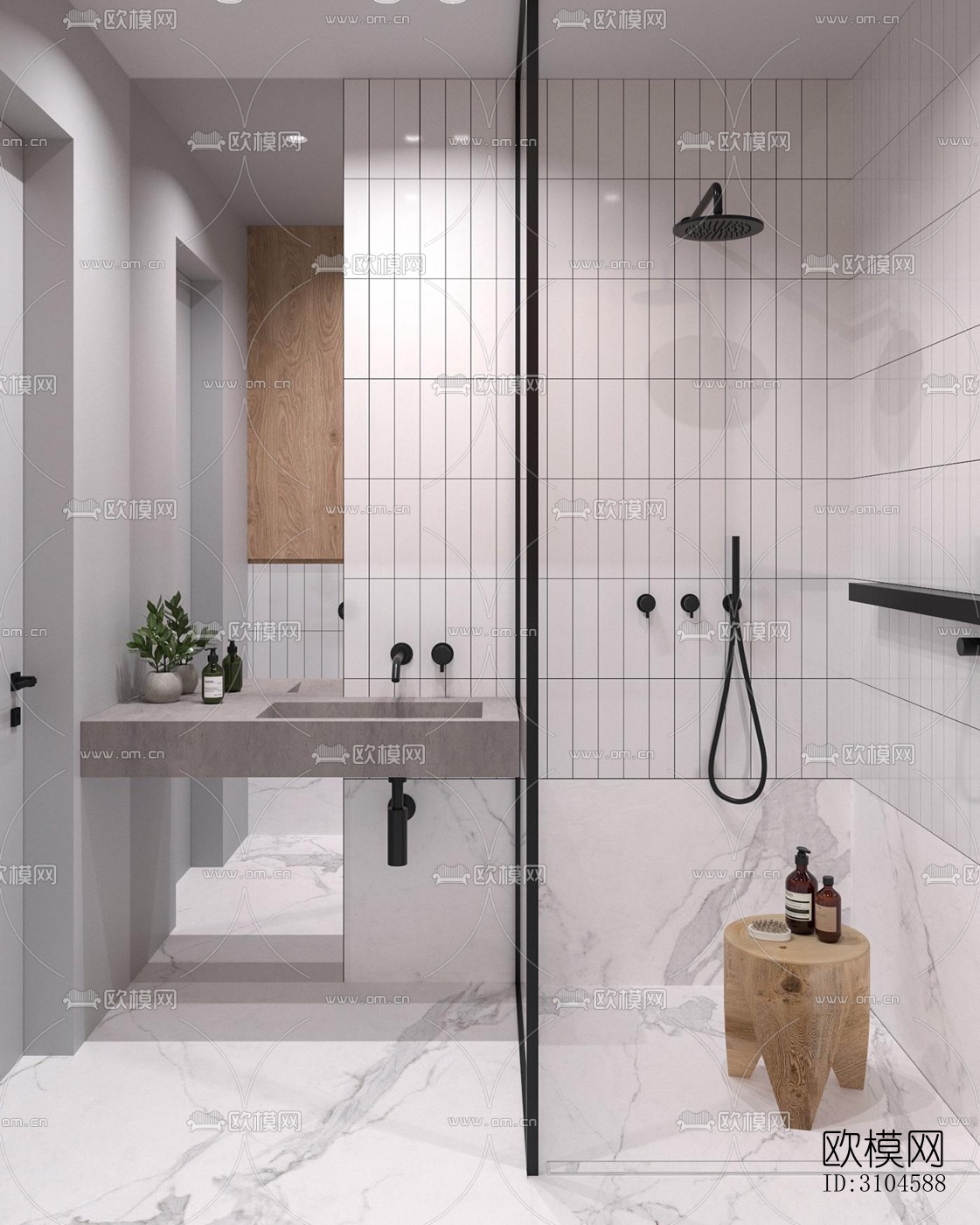 现代卫生间效果图下载（渲染图4）