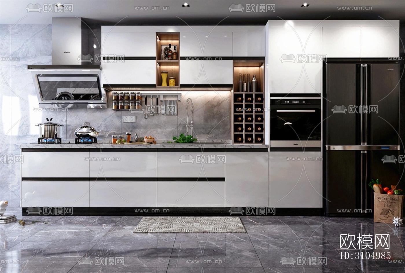 现代厨房效果图下载（渲染图3）