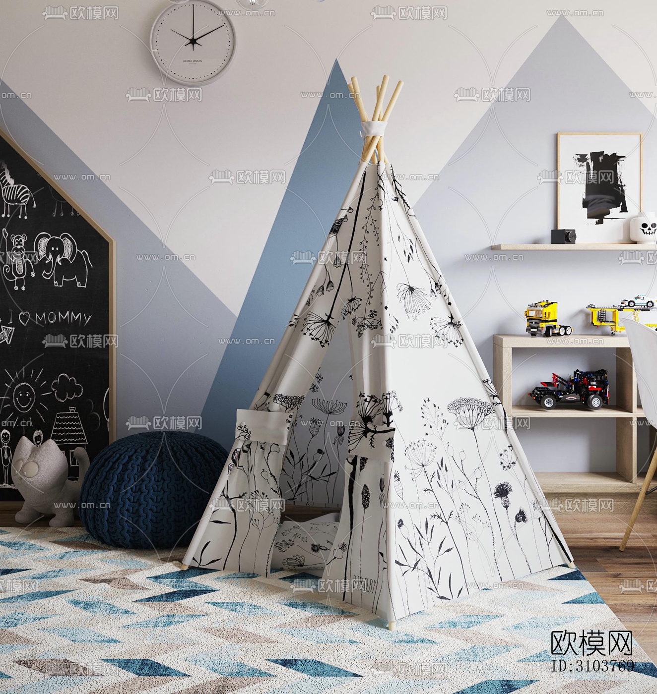 北欧儿童房效果图下载（渲染图5）