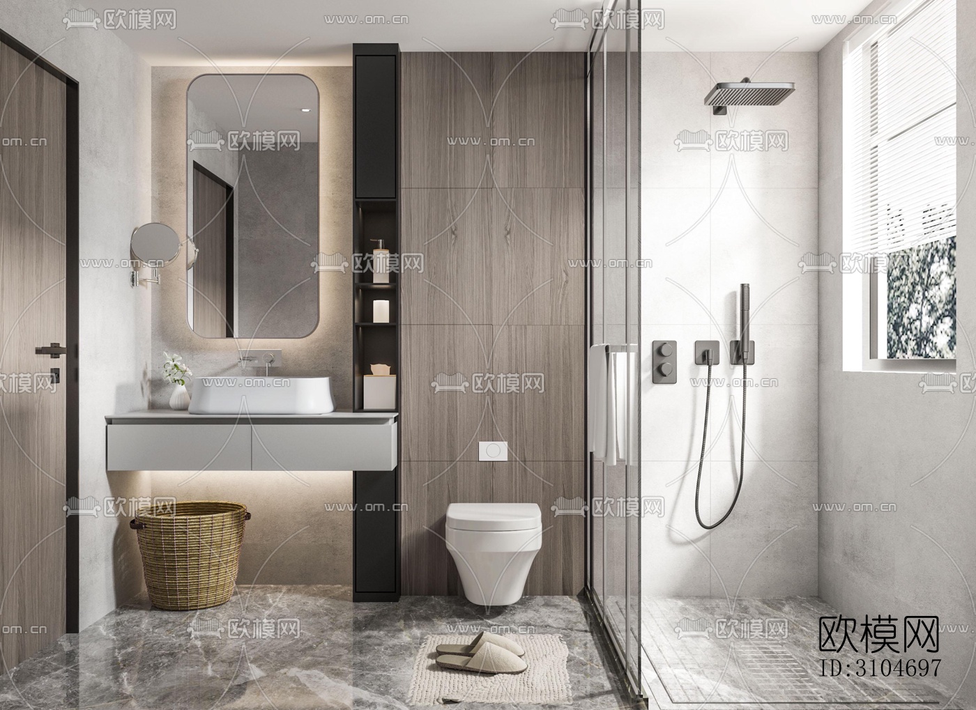 现代卫生间效果图下载（渲染图4）