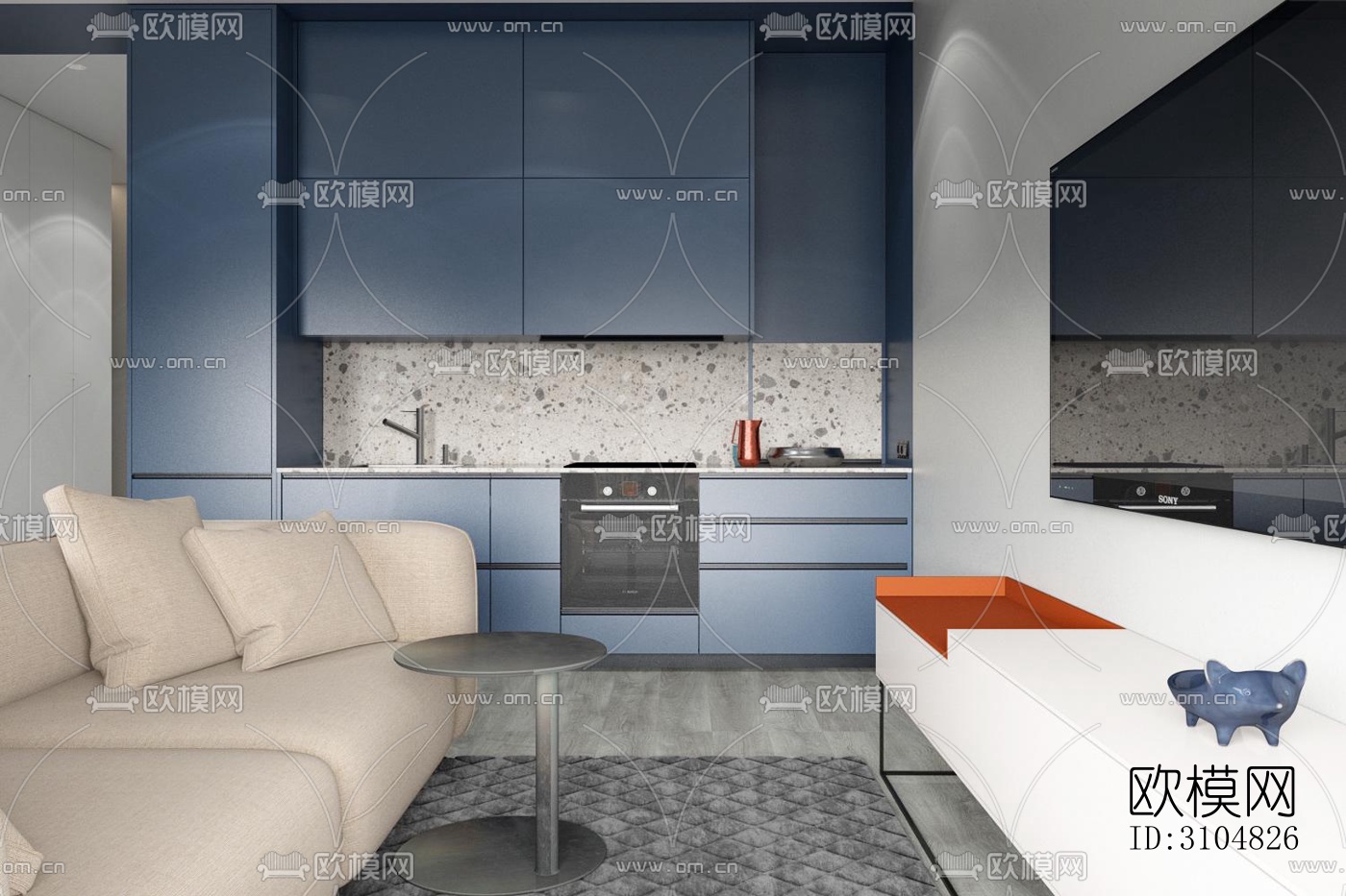 北欧厨房效果图下载（渲染图2）