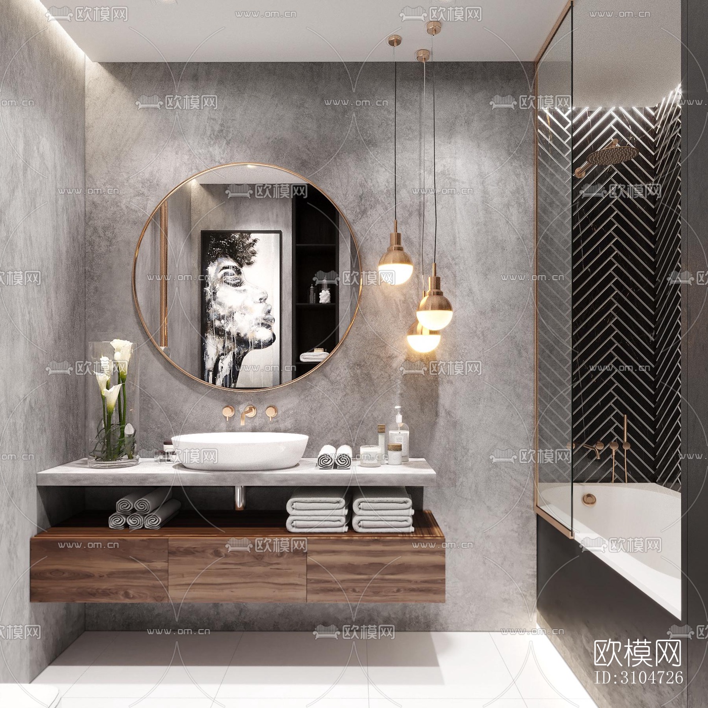 现代卫生间效果图下载（渲染图5）