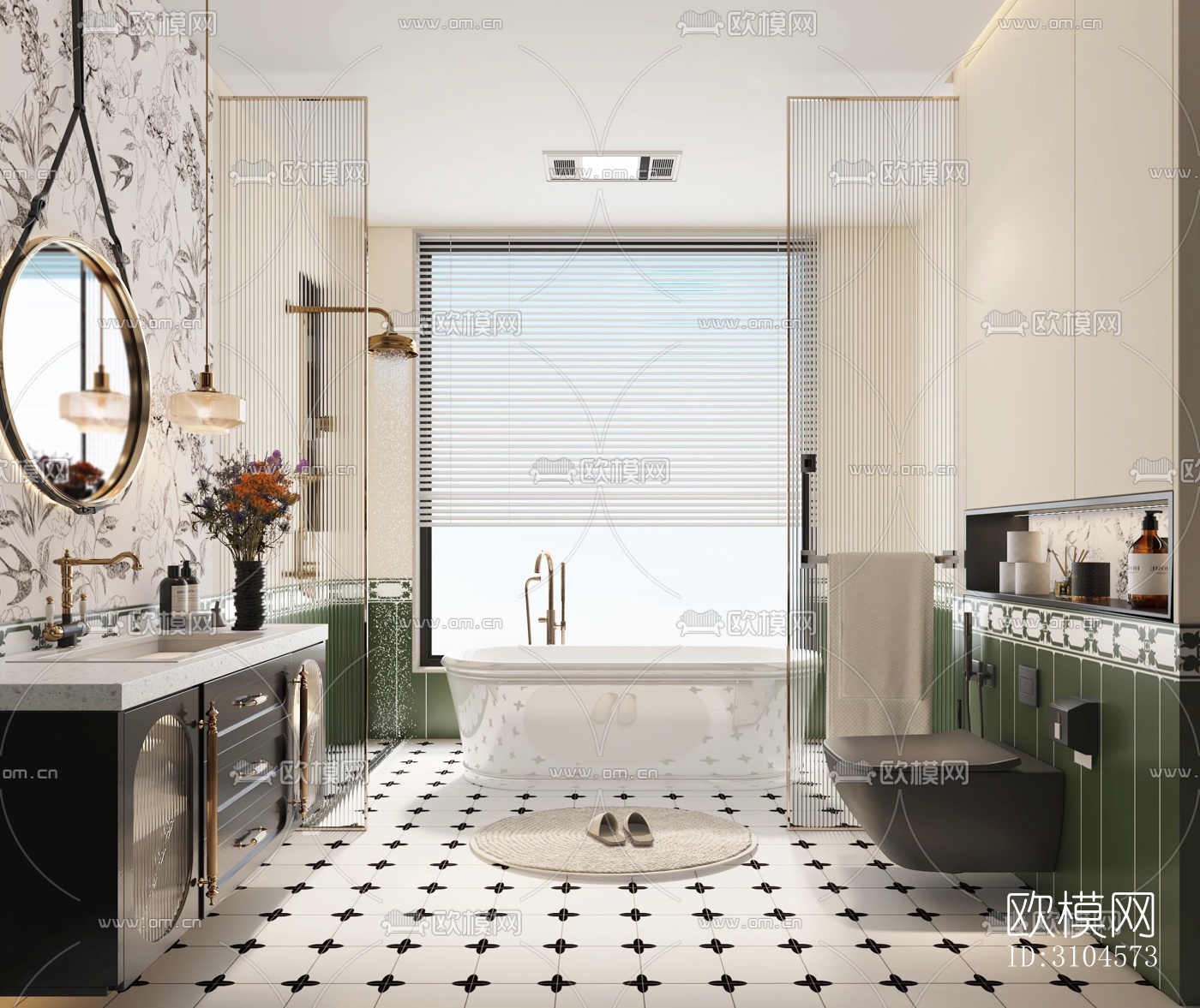 法式卫生间效果图下载（渲染图3）