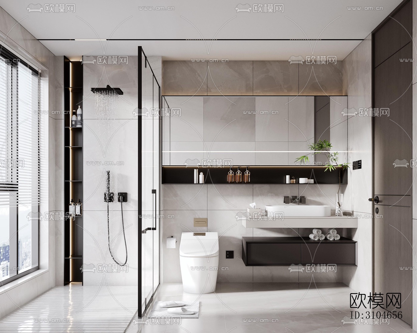 现代卫生间效果图下载（渲染图1）