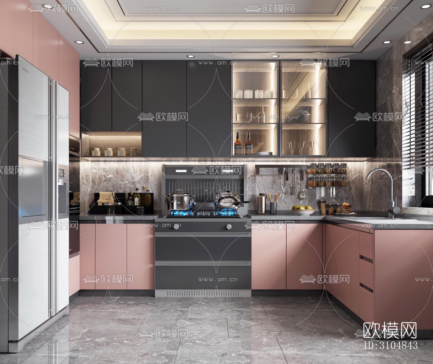 北欧厨房效果图下载（渲染图3）