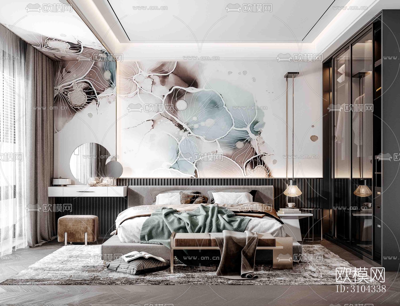 现代卧室效果图下载（渲染图5）