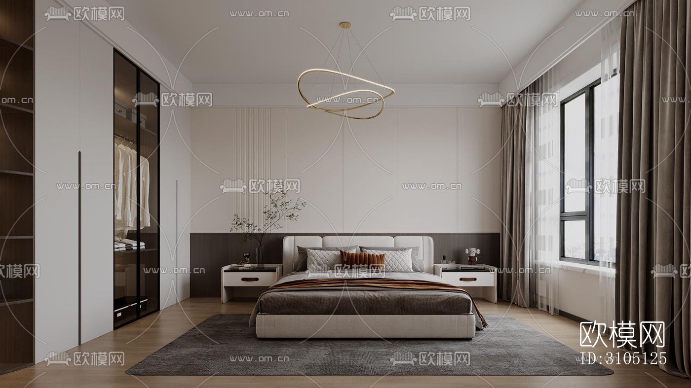 现代平层效果图下载（渲染图3）