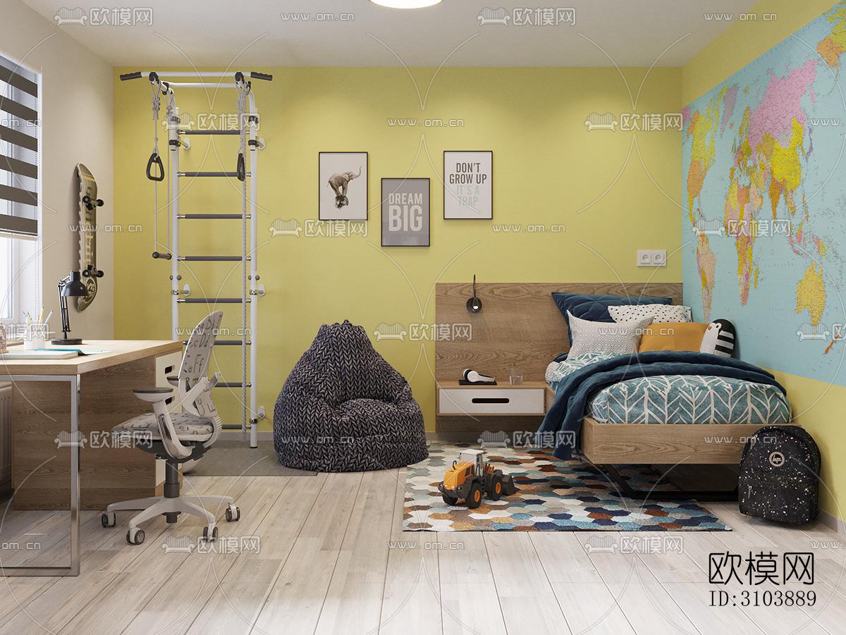 北欧儿童房效果图下载（渲染图4）