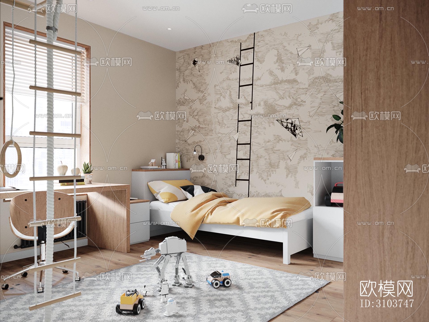 北欧儿童房效果图下载（渲染图3）