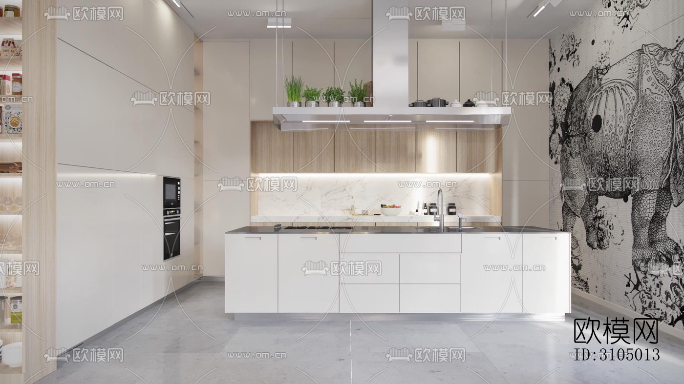 现代厨房效果图下载（渲染图5）