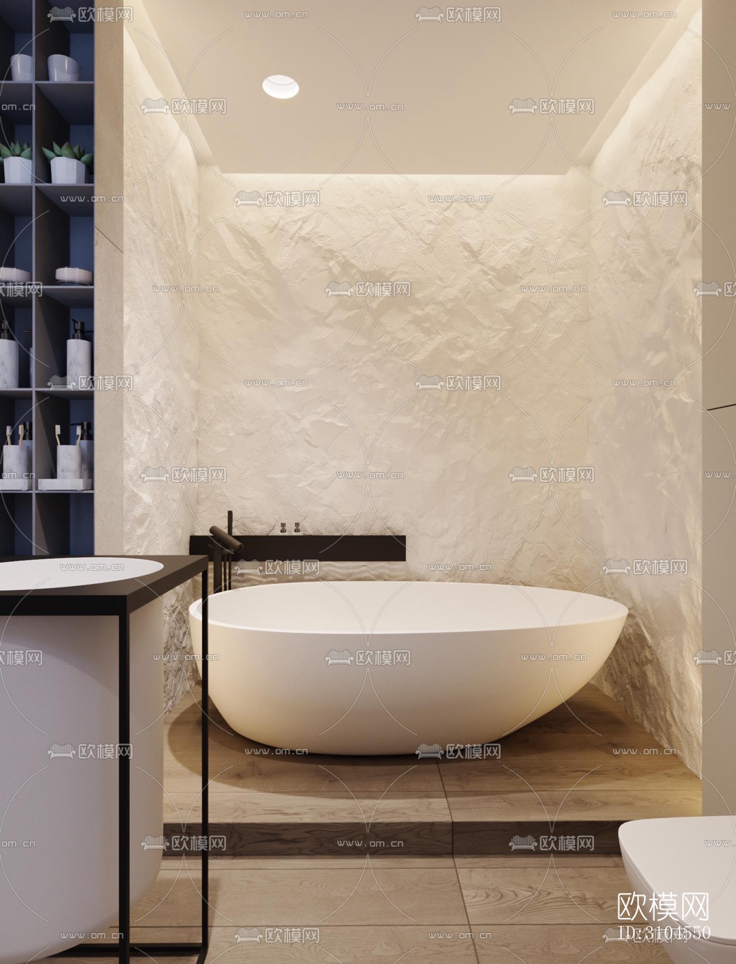 奶油风卫生间效果图下载（渲染图2）