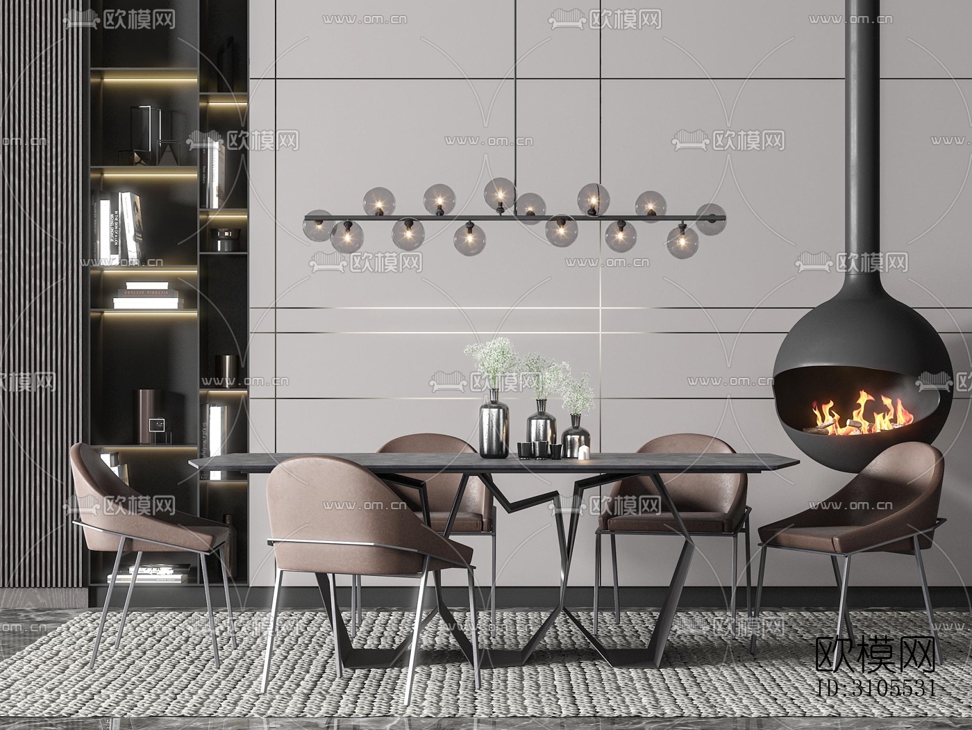 现代餐厅效果图下载（渲染图5）