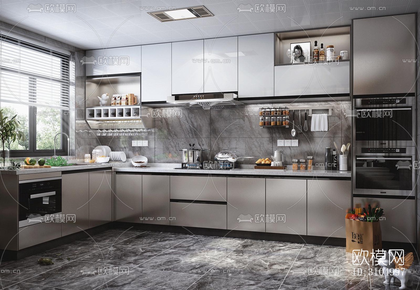 现代厨房效果图下载（渲染图5）