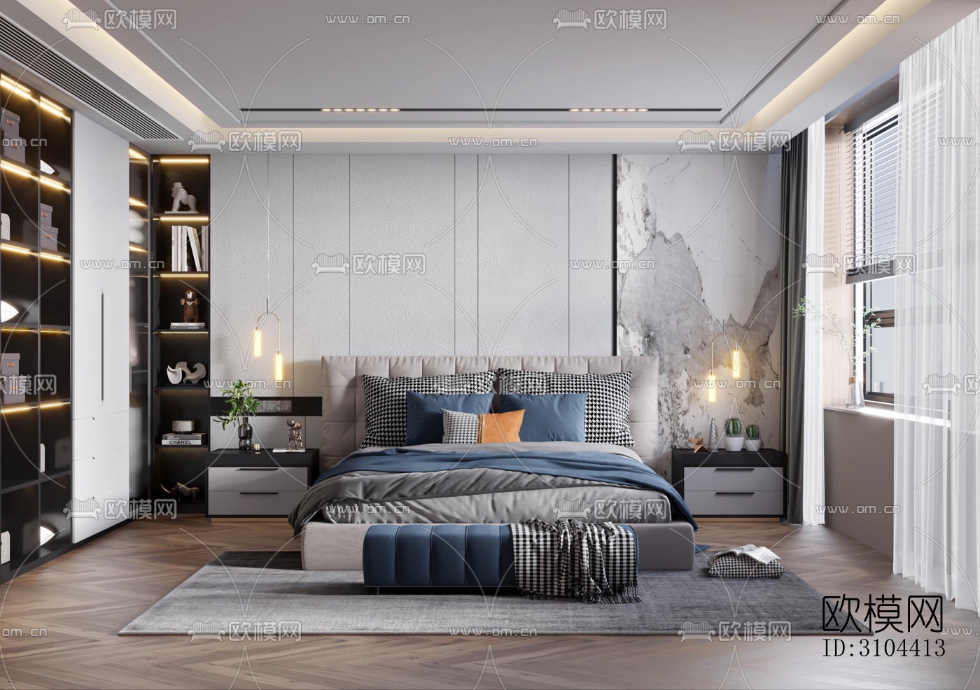 现代卧室效果图下载（渲染图5）