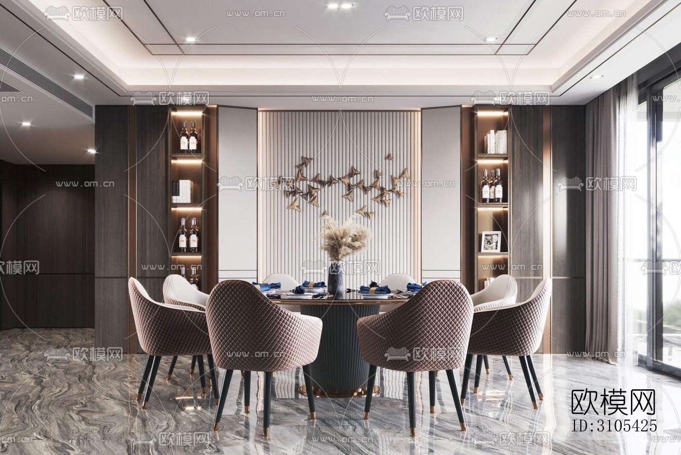 现代餐厅效果图下载（渲染图3）