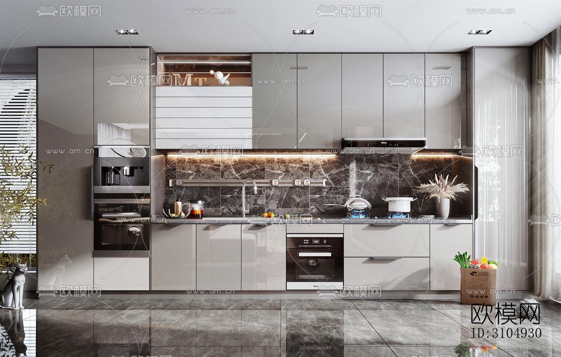 现代厨房效果图下载（渲染图4）