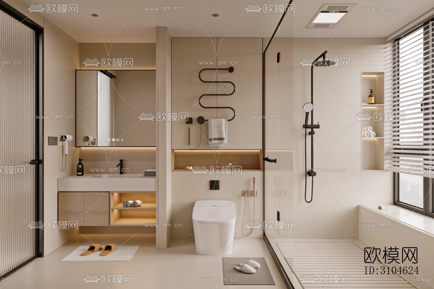 现代卫生间效果图下载（渲染图3）