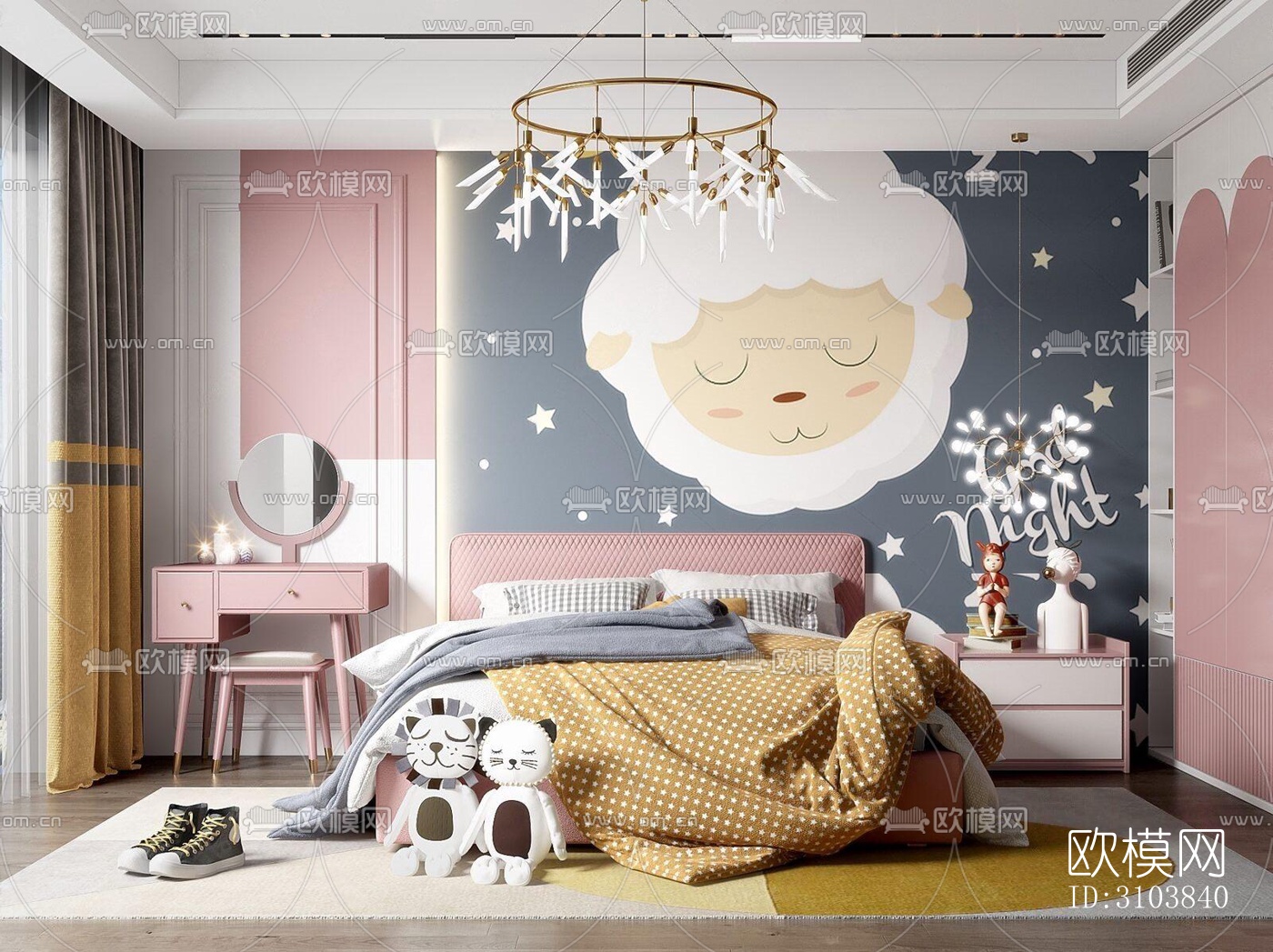 北欧儿童房效果图下载（渲染图3）