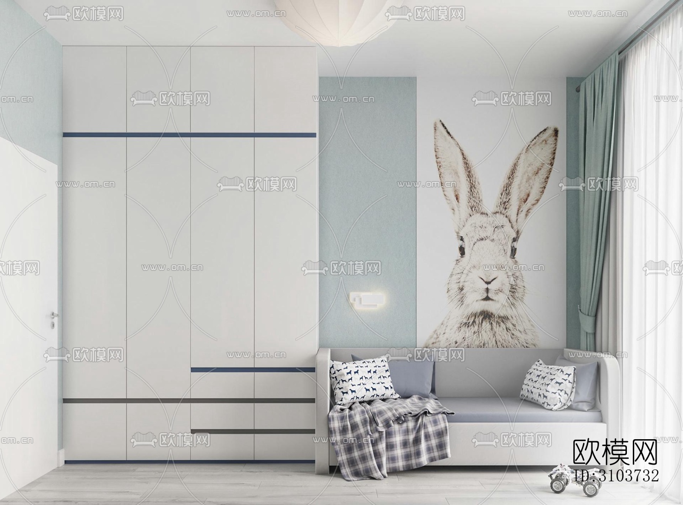 北欧儿童房效果图下载（渲染图3）