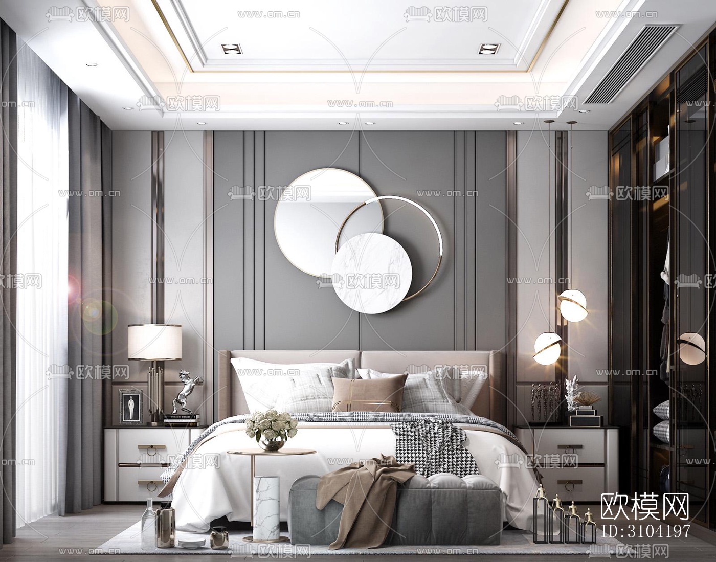 欧式卧室效果图下载（渲染图5）