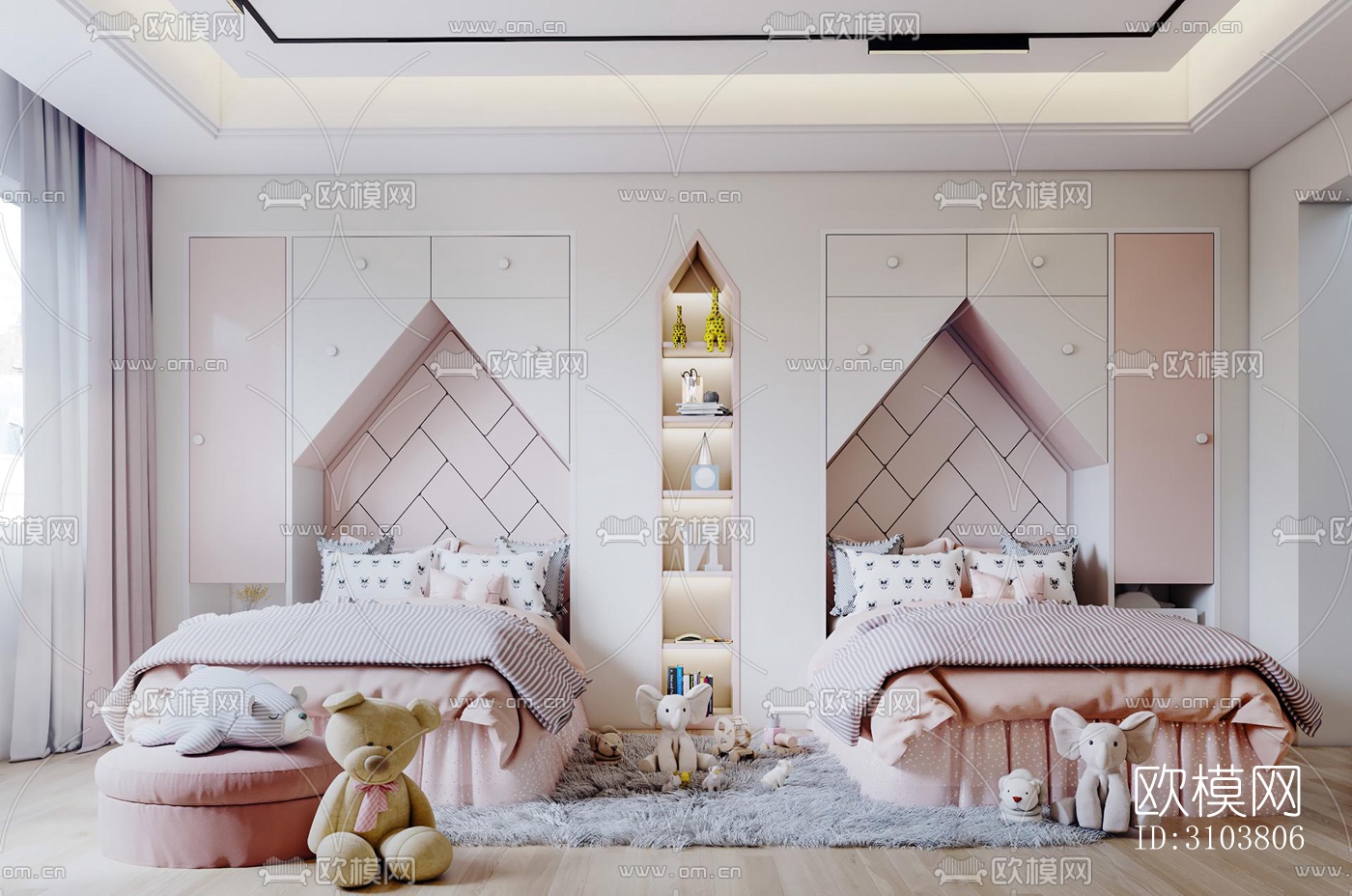 北欧儿童房效果图下载（渲染图2）