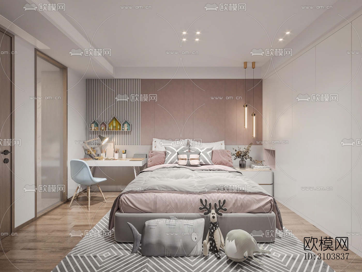 北欧儿童房效果图下载（渲染图4）