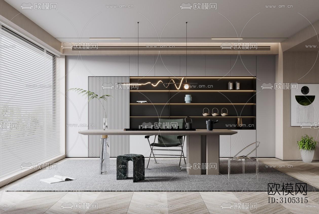 现代茶室效果图下载（渲染图2）