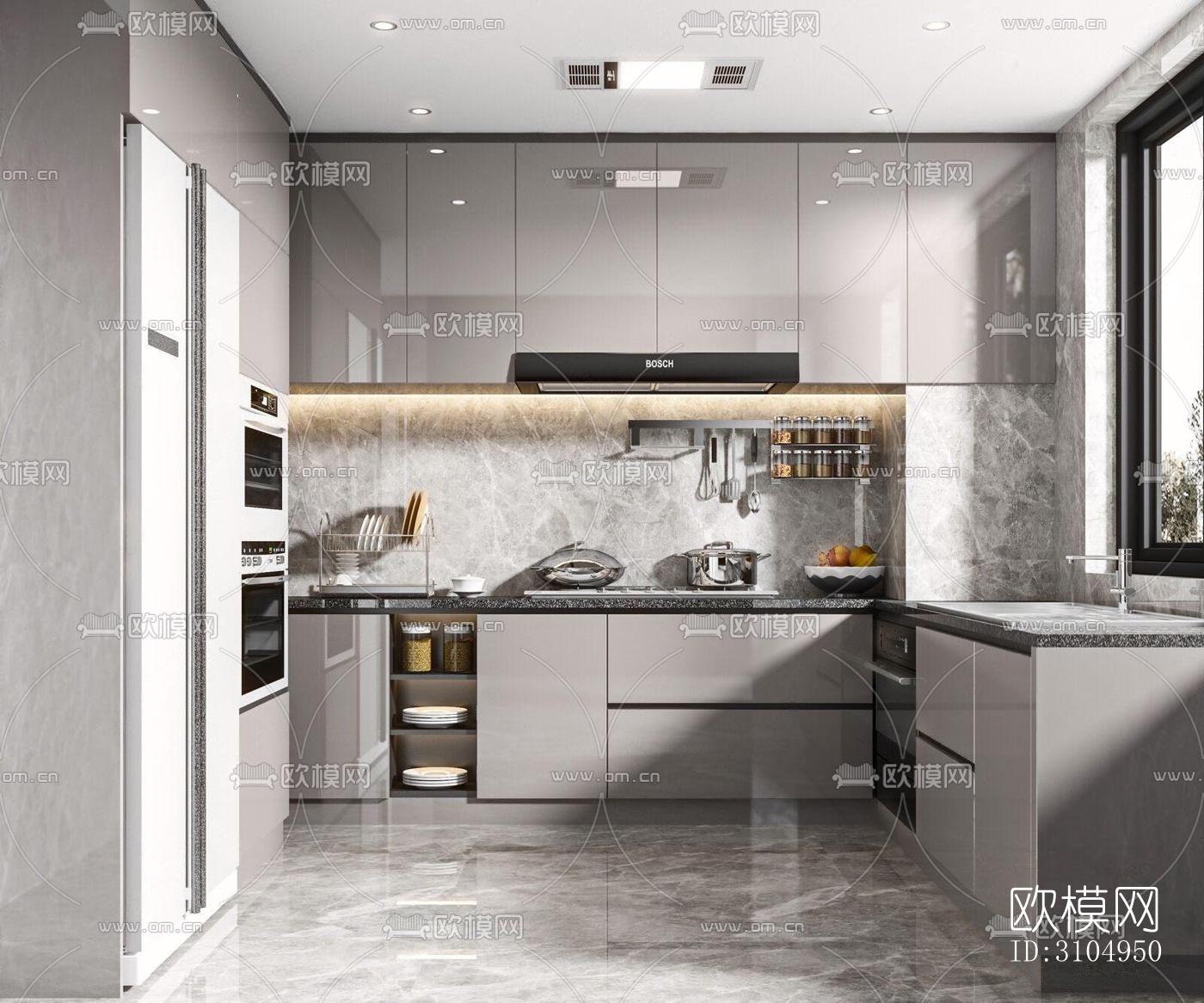 现代厨房效果图下载（渲染图5）