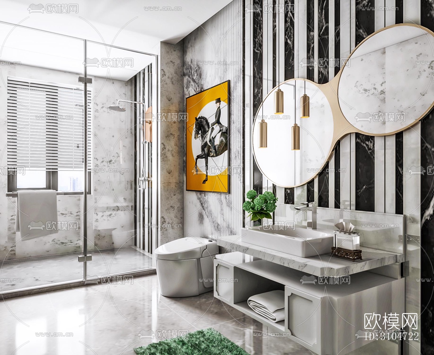 现代卫生间效果图下载（渲染图3）