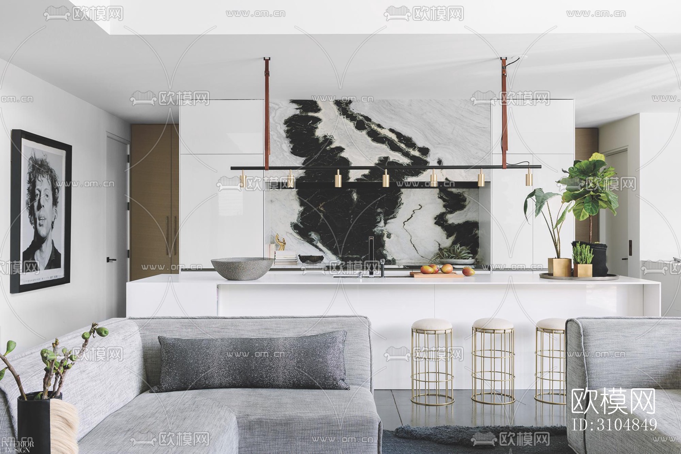 北欧厨房效果图下载（渲染图3）