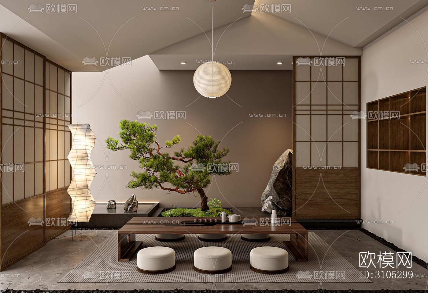日式茶室效果图下载（渲染图4）