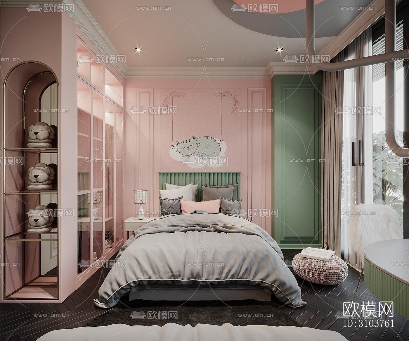 北欧儿童房效果图下载（渲染图1）