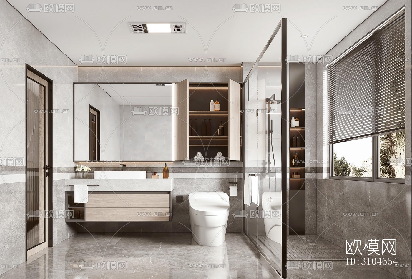 现代卫生间效果图下载（渲染图4）