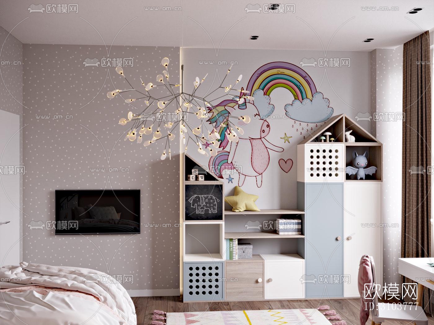 北欧儿童房效果图下载（渲染图4）