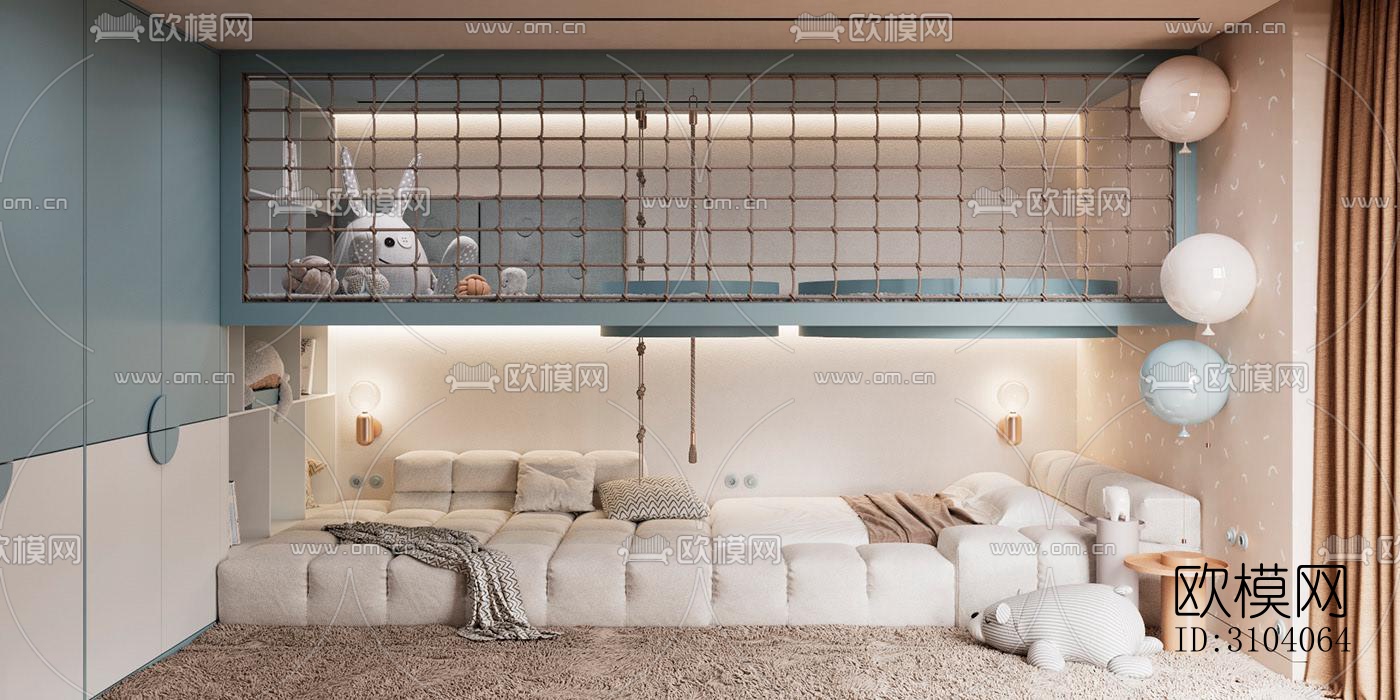 现代儿童房效果图下载（渲染图3）