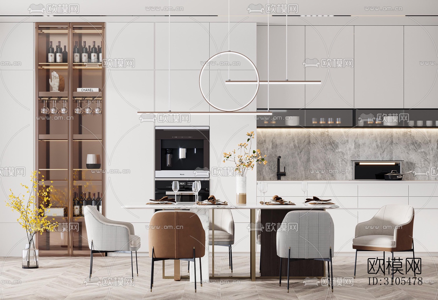 现代餐厅效果图下载（渲染图5）