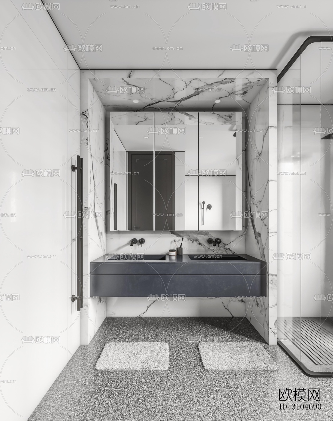 现代卫生间效果图下载（渲染图3）