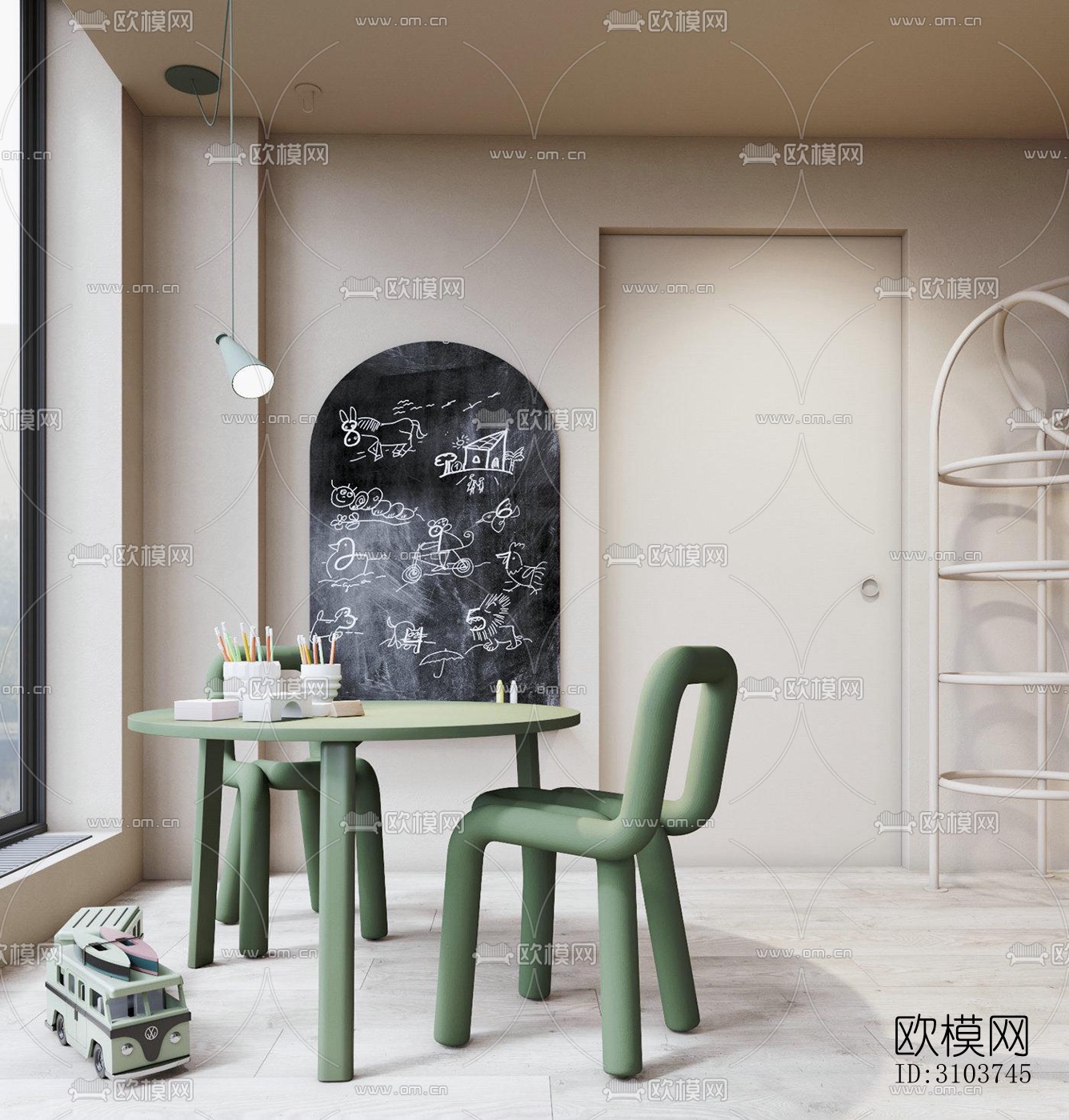 北欧儿童房效果图下载（渲染图5）