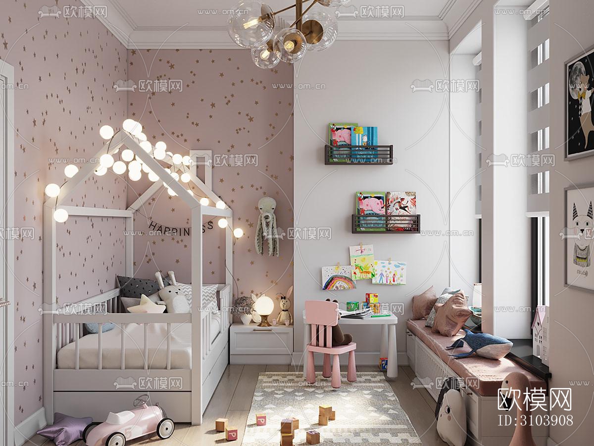 北欧儿童房效果图下载（渲染图4）