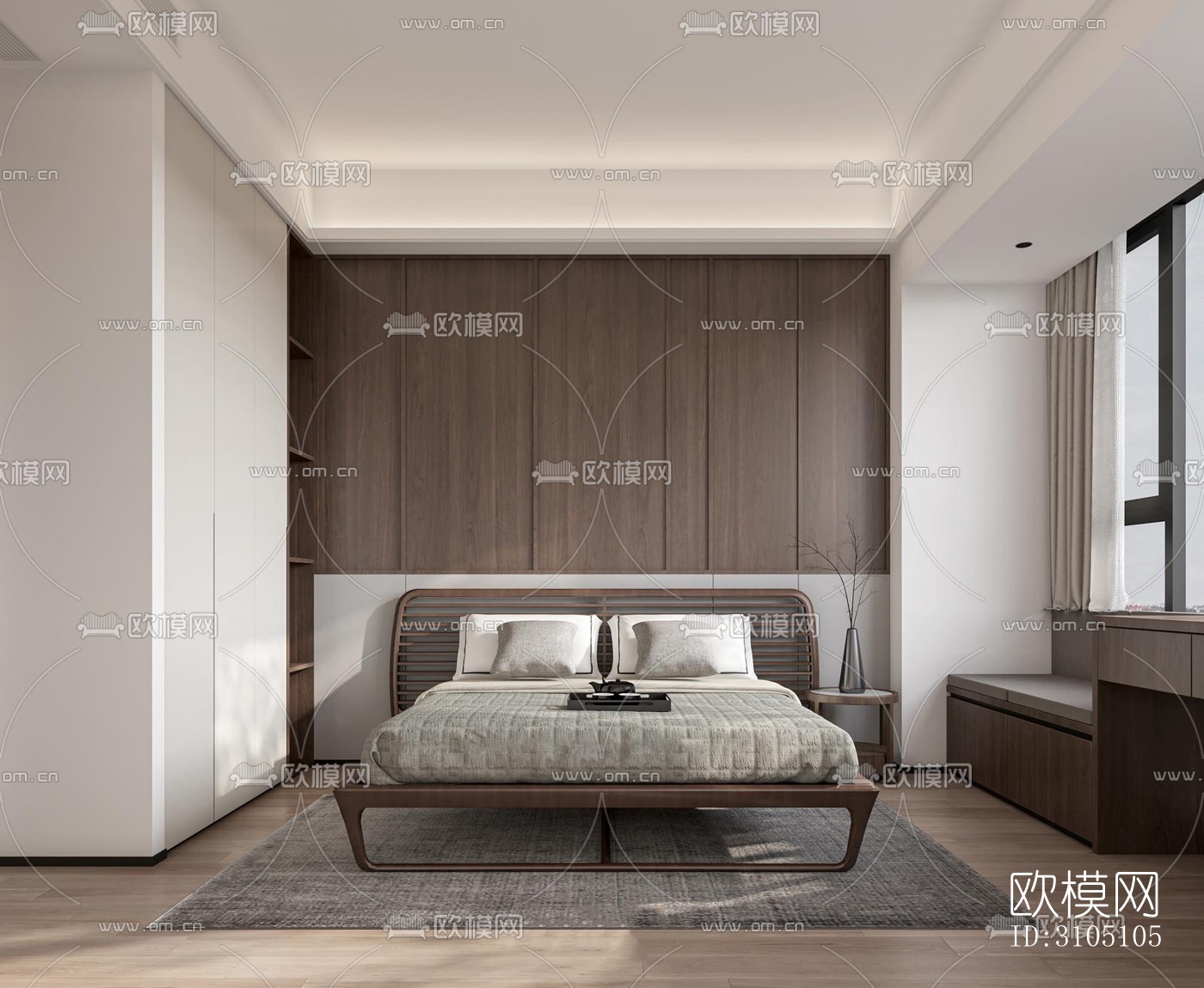 新中式平层效果图下载（渲染图3）