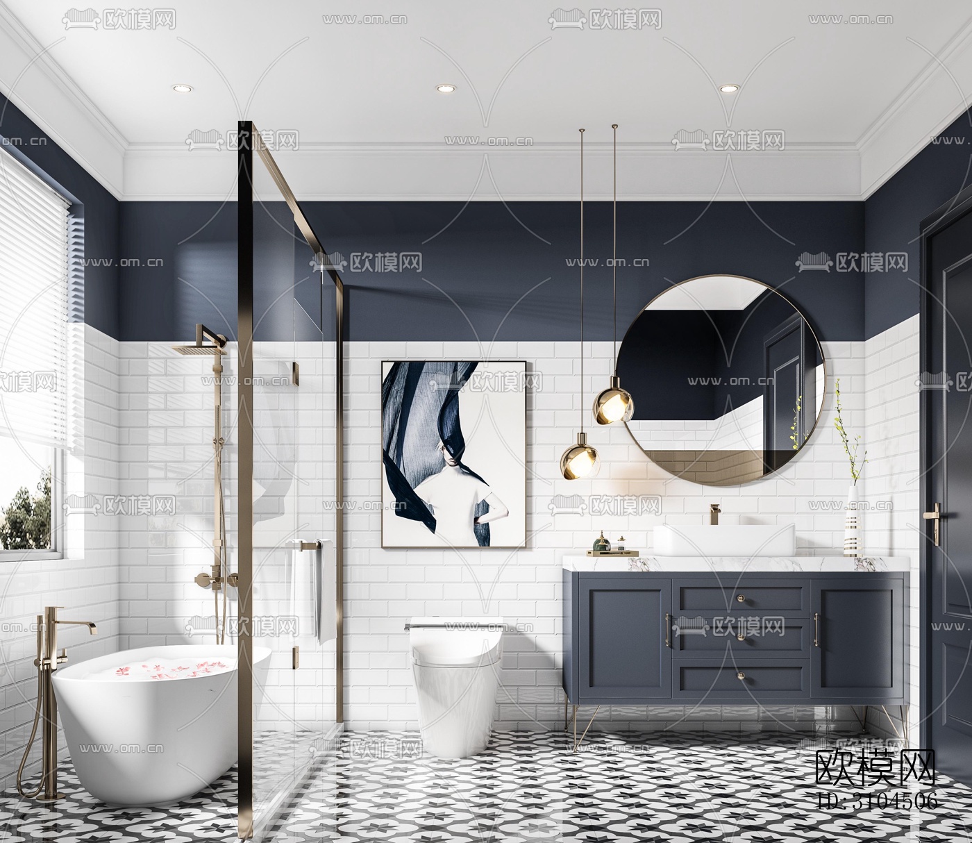 北欧卫生间效果图下载（渲染图2）