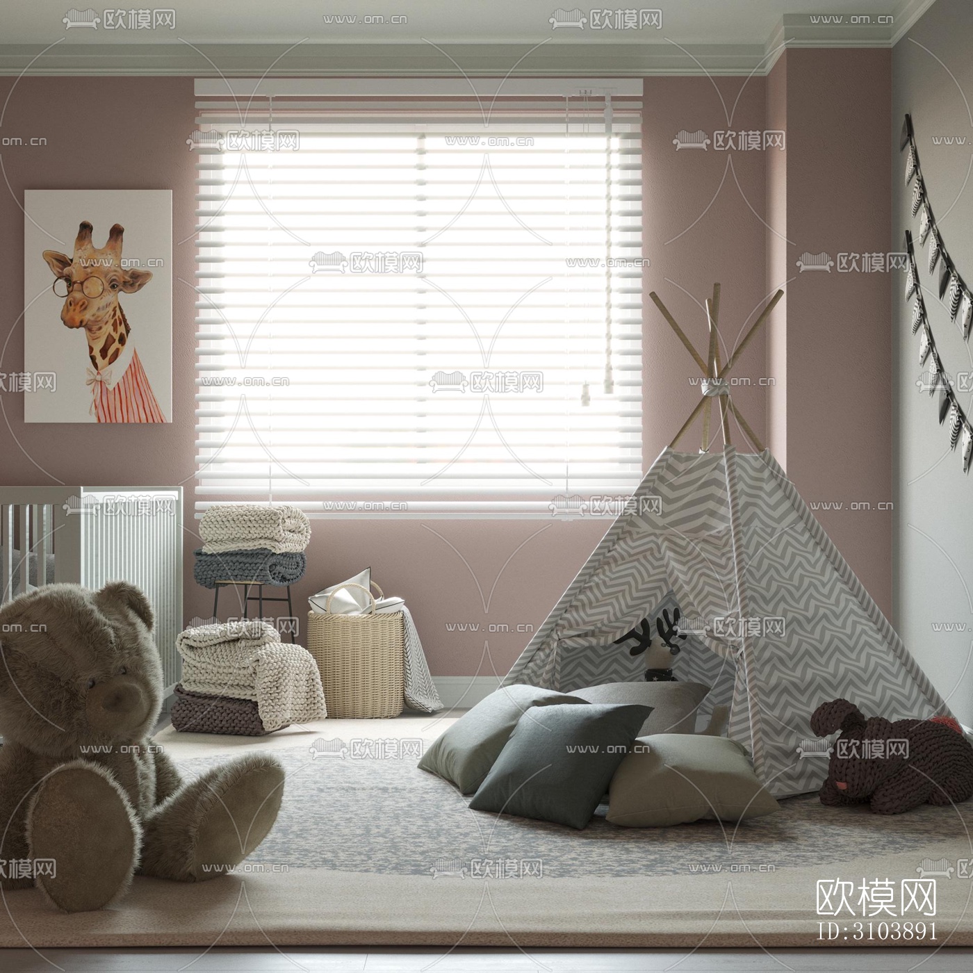 北欧儿童房效果图下载（渲染图5）