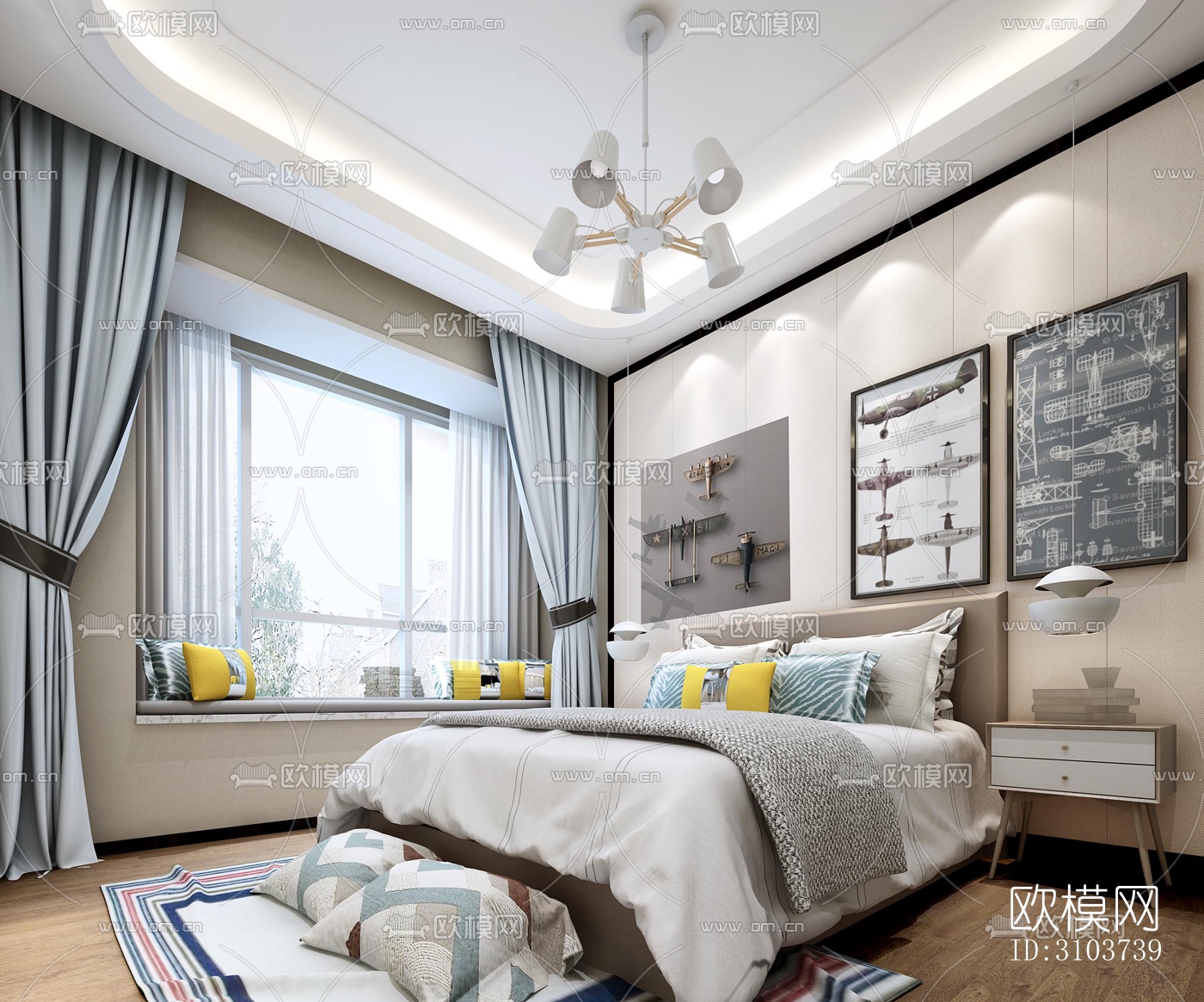 北欧儿童房效果图下载（渲染图4）