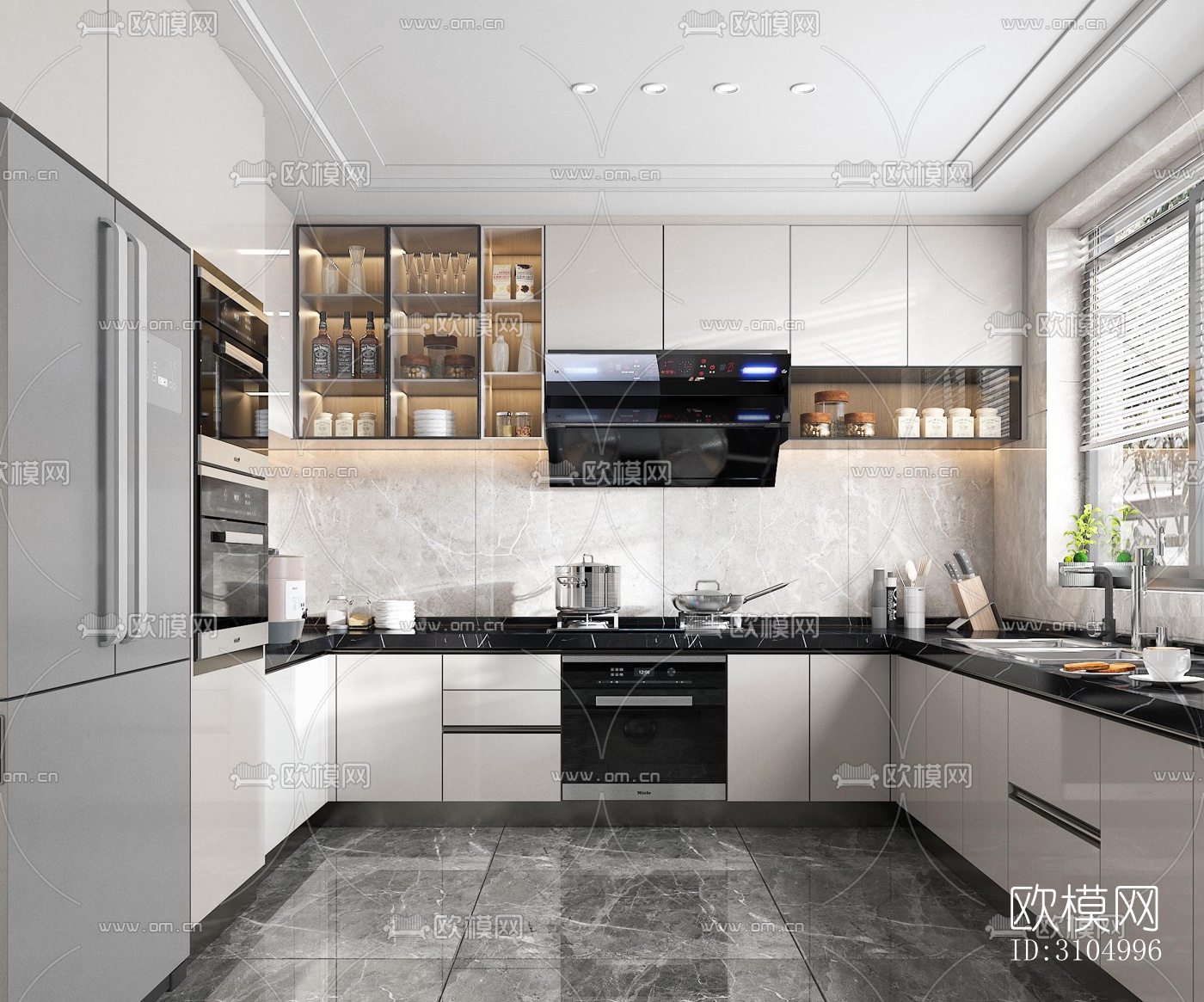 现代厨房效果图下载（渲染图5）